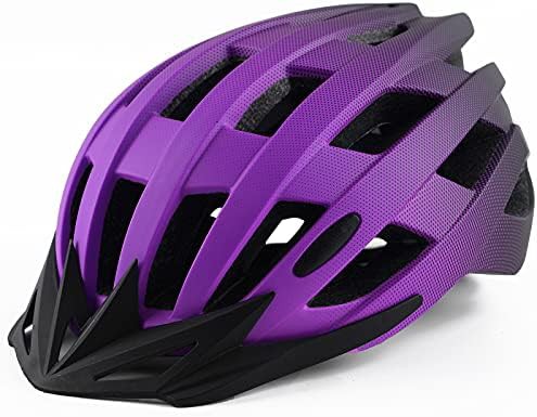 Purple lightweight road bike helmet with visor