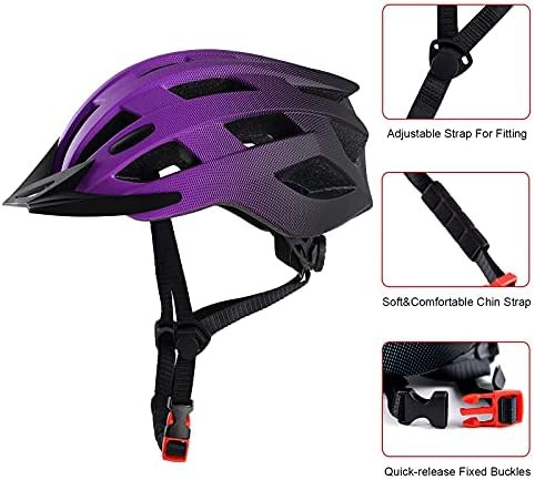 Purple lightweight road bike helmet with visor — photo 3