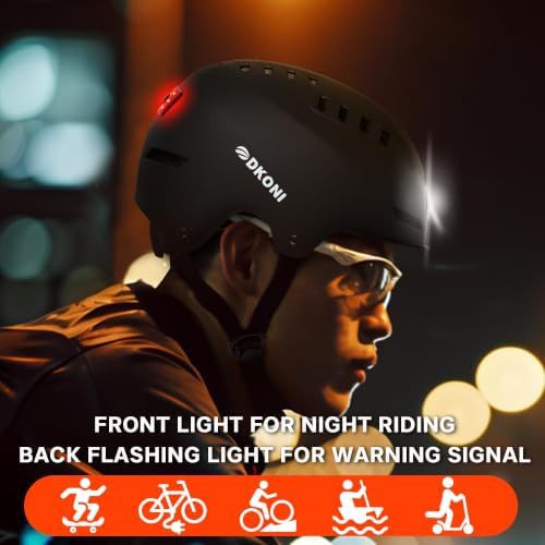 Black commuter helmet with integrated LED lights medium — photo 4