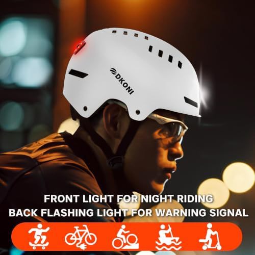 White urban cycling helmet with LED lights large — photo 4