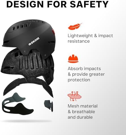 Black commuter helmet with integrated LED lights large — photo 5