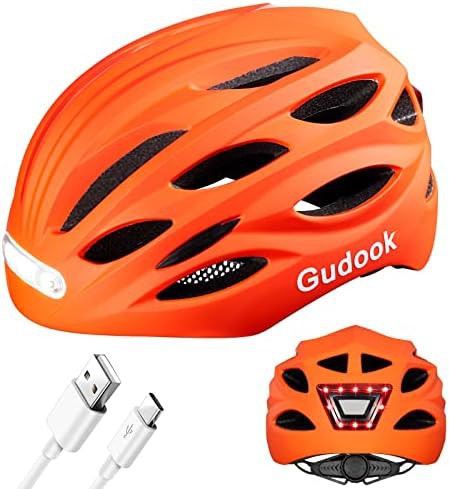 Matte Orange Urban Commuter Helmet with LEDs