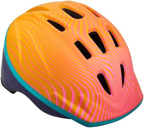 Pink and orange classic toddler bike helmet