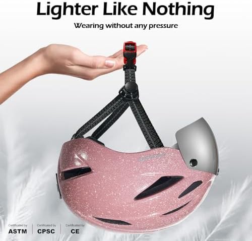 Shining pink mountain bike helmet with visor — photo 5
