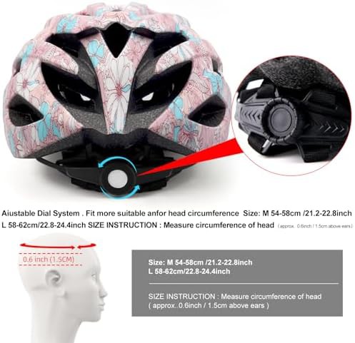 Pink flower road cycling helmet with visor — photo 5