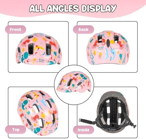 Pink ocean design kids cycling helmet — photo 3