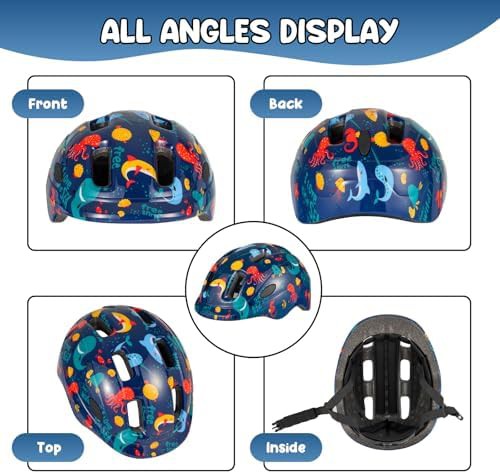 Blue ocean design kids scooter helmet — photo 3