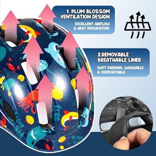 Blue ocean design kids scooter helmet — photo 4