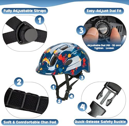 Blue ocean design kids scooter helmet — photo 5