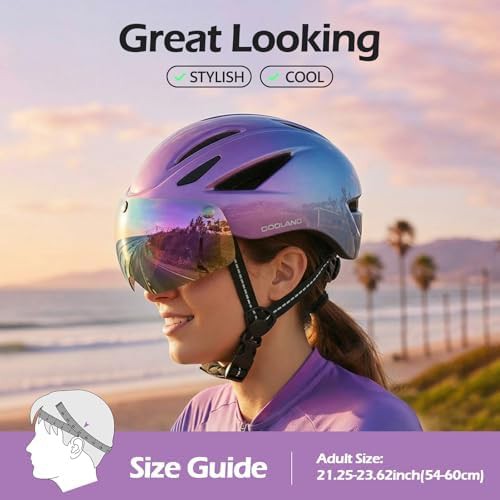Gradient purple helmet with magnetic visor — photo 3