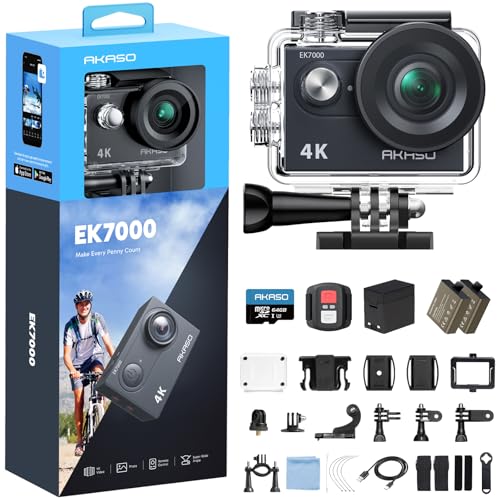 EK7000 4K30FPS 20MP WiFi Action Camera with 64GB MicroSD Memory