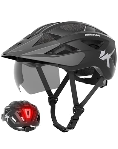 Adult Bike Helmet Rear Light & OTG Magnetic Goggles for Men Women