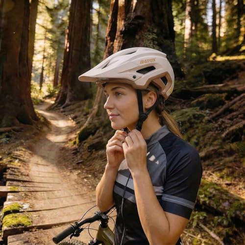 Brown mountain bike helmet with LED light — photo 5