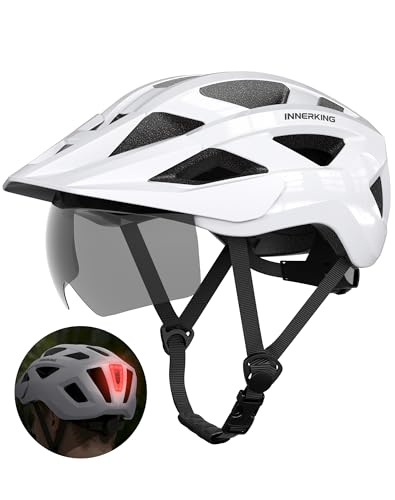 Adult Bike Helmet Rear Light & OTG Magnetic Goggles for Men Women