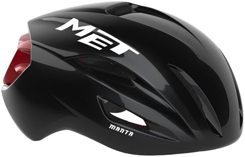 Black and red aero road helmet