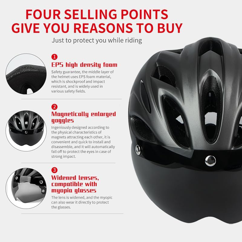 Urban Cycling Helmet with Magnetic Sun Visor — photo 3