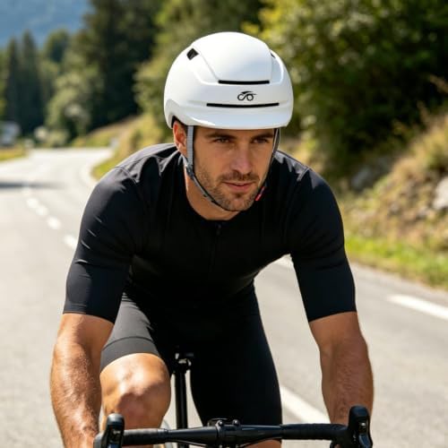 White urban helmet with integrated taillight — photo 3