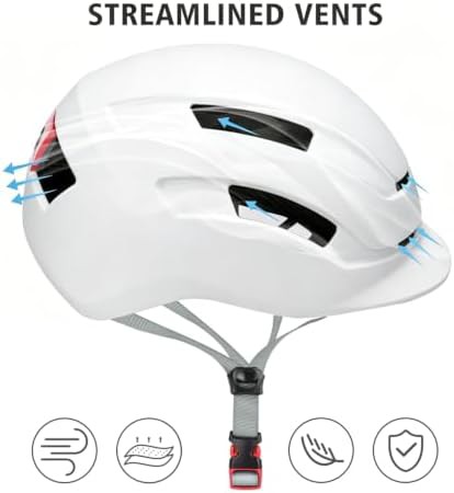White urban helmet with integrated taillight — photo 4